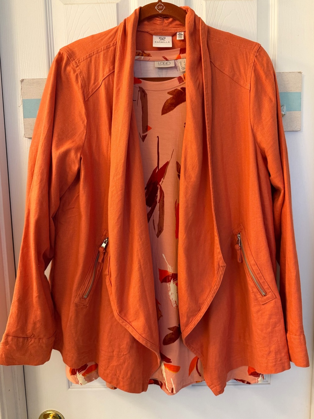 Rafaella linen blend jacket w/Cascading Front Sz XL